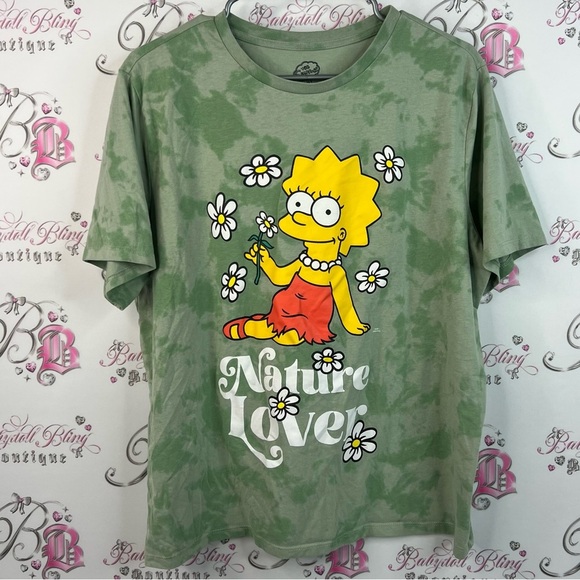 Simpsons Tops - The simpsons tshirt tee flowers picking Green Nature Lover white red T-Shirt